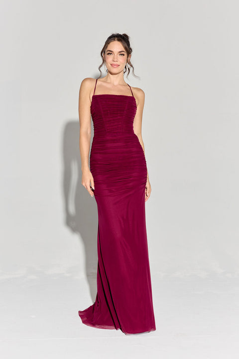 Eureka EK177 jersey fitted sleeveless gown — BERRY 2