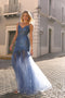 Nox Anabel Sleeveless Mermaid Gown with Sheer Panels and Beading F1467