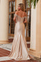 Nox Anabel F1568 Off-Shoulder Satin Gown with Beaded Fringe