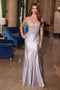 Nox Anabel F1568 Off-Shoulder Satin Gown with Beaded Fringe