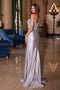 Nox Anabel F1568 Off-Shoulder Satin Gown with Beaded Fringe