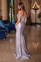 Nox Anabel F1568 Off-Shoulder Satin Gown with Beaded Fringe