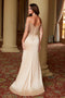 Nox Anabel F1571 Off-Shoulder Satin Gown with Beaded Fringe