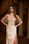 Nox Anabel F1571 Off-Shoulder Satin Gown with Beaded Fringe