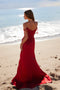 Nox Anabel F1571 Off-Shoulder Satin Gown with Beaded Fringe