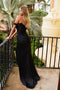 Nox Anabel F1572 Off-Shoulder Satin Gown with Applique Detailing