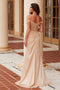 Nox Anabel F1572 Off-Shoulder Satin Gown with Applique Detailing