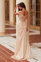 Nox Anabel F1572 Off-Shoulder Satin Gown with Applique Detailing