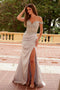 Nox Anabel F1572 Off-Shoulder Satin Gown with Applique Detailing
