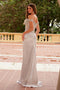Nox Anabel F1572 Off-Shoulder Satin Gown with Applique Detailing