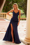 Nox Anabel F1573 Dazzling Sequin Appliqué Corset Gown with Slit