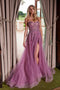 Nox Anabel G1371 Glitter Strapless A-Line Gown with Slit