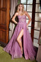 Nox Anabel G1371 Glitter Strapless A-Line Gown with Slit