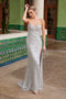 Nox Anabel G1652 Strapless Sequin Fitted Gown with Side Slit