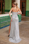 Nox Anabel G1652 Strapless Sequin Fitted Gown with Side Slit