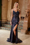 Nox Anabel G1655 Sleeveless Sequin Applique Fitted Gown with Side Slit