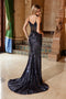 Nox Anabel G1655 Sleeveless Sequin Applique Fitted Gown with Side Slit