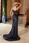 Nox Anabel G1655 Sleeveless Sequin Applique Fitted Gown with Side Slit