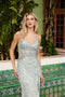 Nox Anabel G1655 Sleeveless Sequin Applique Fitted Gown with Side Slit