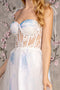 GLS Gloria GL3208 Sheer Corset Tiered Gown with Embroidery