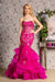 GLS Gloria GL3216 Strapless Tiered Mermaid Dress with Appliqué