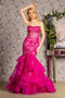 GLS Gloria GL3216 Strapless Tiered Mermaid Dress with Appliqué