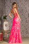 GLS Gloria GL3219 Fitted Sequin Print Sleeveless Slit Gown