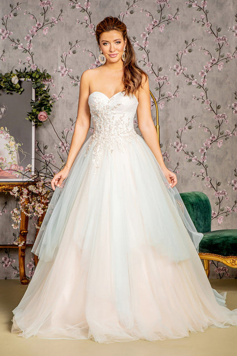 GLS Gloria GL3244 Strapless A-Line Ball Gown with Appliqué