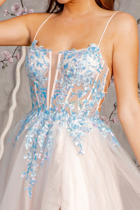GLS Gloria GL3251 Sleeveless Two-Tone Gown with Appliqué