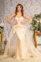 GLS Gloria GL3256 Fitted Applique Strapless Overskirt Gown