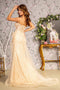 GLS Gloria GL3256 Fitted Applique Strapless Overskirt Gown