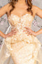 GLS Gloria GL3256 Fitted Applique Strapless Overskirt Gown