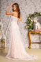 GLS Gloria GL3259 Fitted Glitter Sleeveless Overskirt Gown