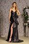 GLS Gloria GL3272 Fitted Glitter One Shoulder Bow Slit Gown