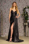 GLS Gloria GL3272 Fitted Glitter One Shoulder Bow Slit Gown