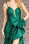 GLS Gloria GL3272 Fitted Glitter One Shoulder Bow Slit Gown