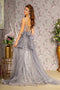 GLS Gloria GL3273 Fitted Glitter Sleeveless Overskirt Slit Gown