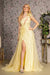 GLS Gloria GL3278 Fitted One Shoulder Feather Slit Gown