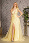 GLS Gloria GL3278 Fitted One Shoulder Feather Slit Gown