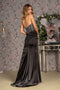 GLS Gloria GL3280 Fitted Beaded Satin Strapless Slit Gown