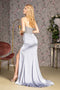 GLS Gloria GL3280 Fitted Beaded Satin Strapless Slit Gown