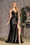 GLS Gloria GL3330 Fitted Applique Satin Sleeveless Slit Gown