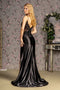 GLS Gloria GL3330 Fitted Applique Satin Sleeveless Slit Gown