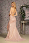 GLS Gloria GL3355 Fitted One Shoulder Glitter Crepe Slit Gown