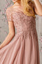 GLS Gloria GL3362 Short Sleeve A-Line Gown with Embroidery