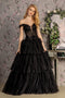 Embroidered Off Shoulder Tiered Gown by GLS Gloria GL3391