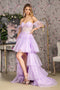 GLS Gloria GL3396 Heart Beaded Off Shoulder High-Low Gown