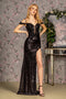 GLS Gloria GL3436 Cold Shoulder Gown with 3D Floral Sequin and Slit