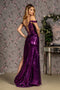 GLS Gloria GL3436 Cold Shoulder Gown with 3D Floral Sequin and Slit