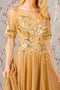 GLS Gloria GL3444 Metallic Applique Short Sleeve A-line Gown